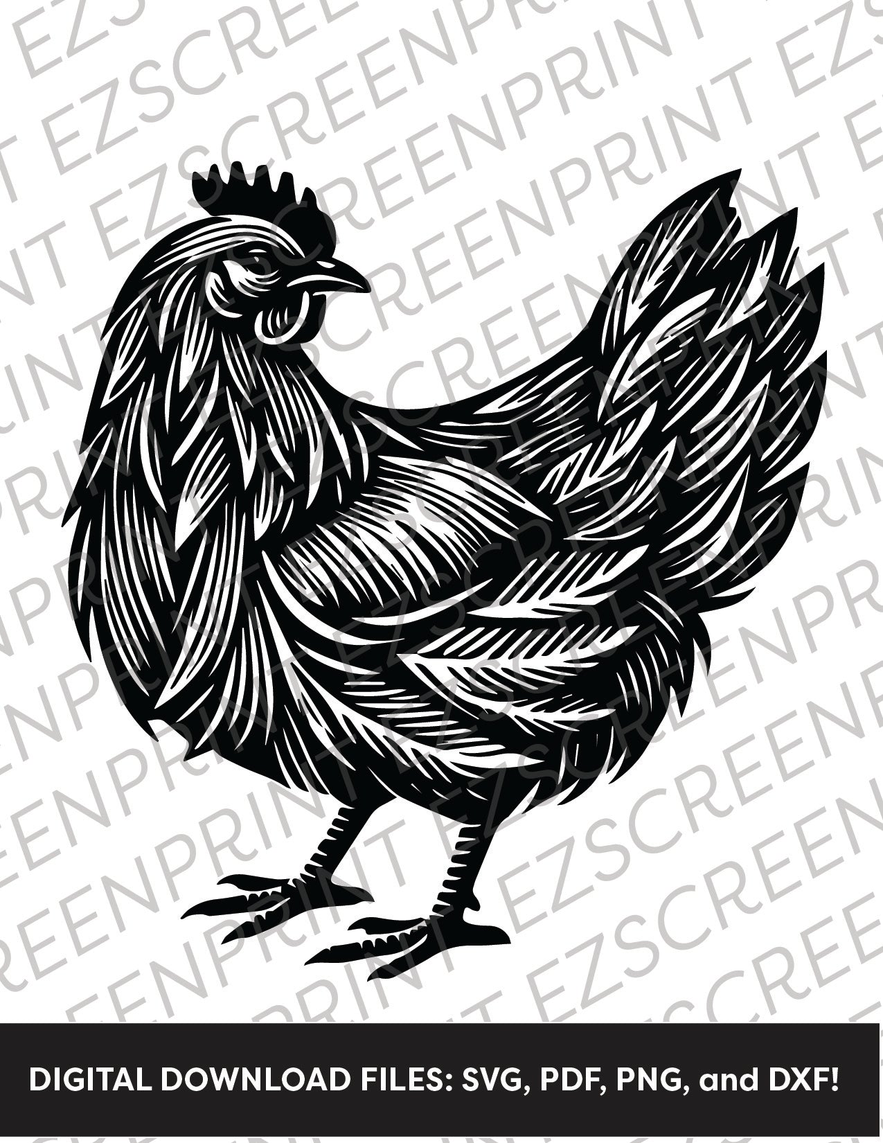 Linocut Chicken, Various Sizes + Digital Download