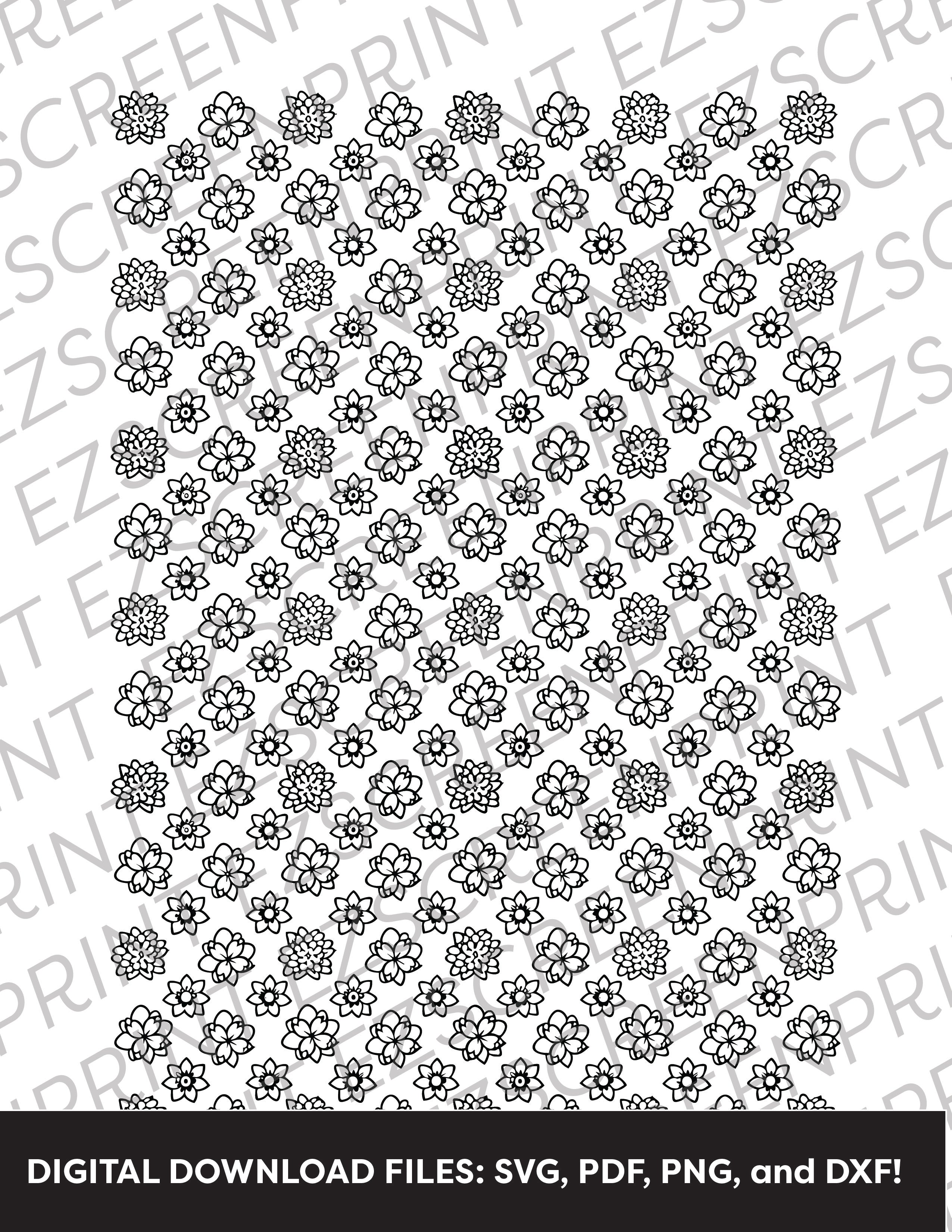 Variety Blossoms Pattern 2, Various Sizes + Digital Download