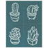 Designer Silk Screen Print Stencil, Potted Succulent Cactus