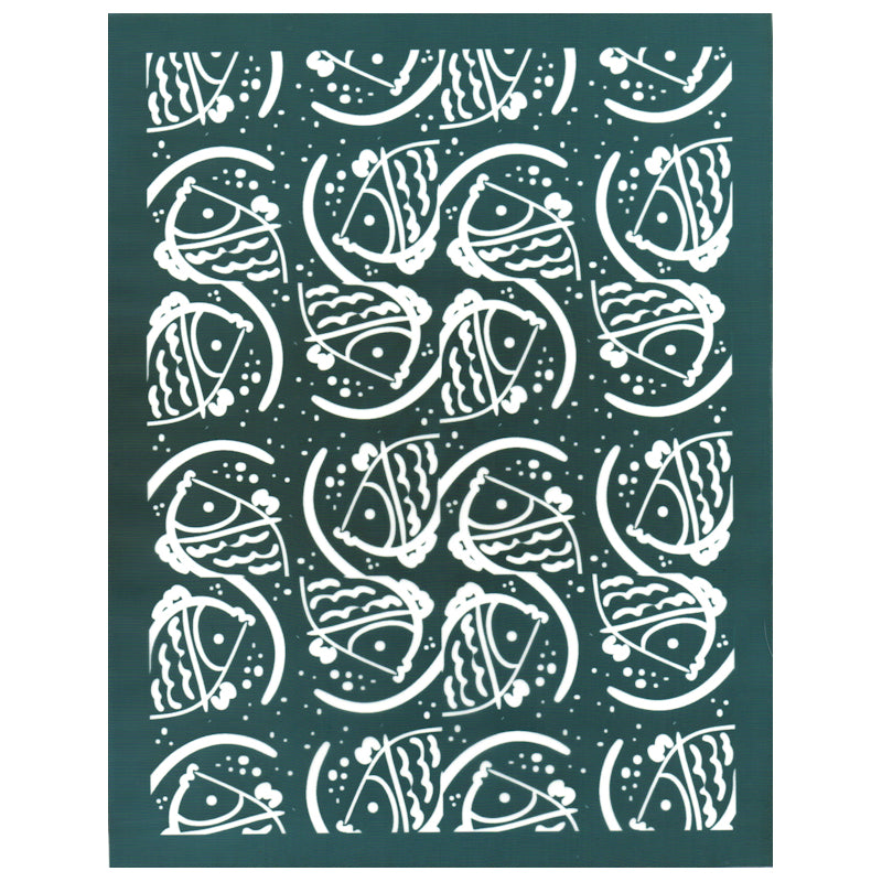Abstract Fish Pattern DIY Silk Screening Design Stencil