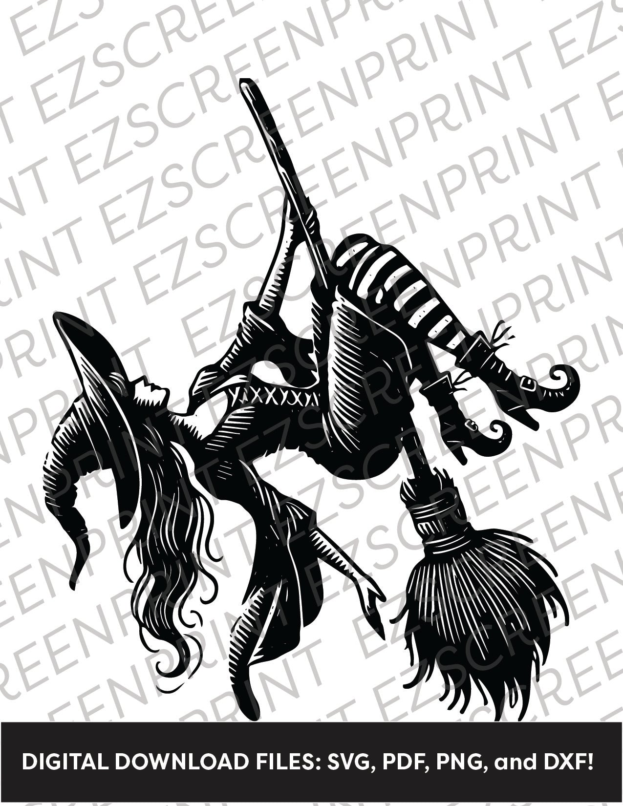 Broomstick Joyride (Witch Riding a Broom), Various Sizes + Digital Download