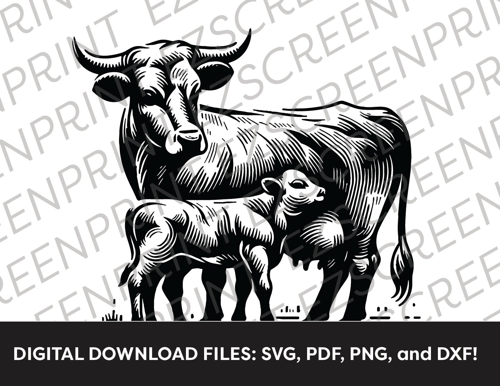 Cow and Calf, Various Sizes + Digital Download