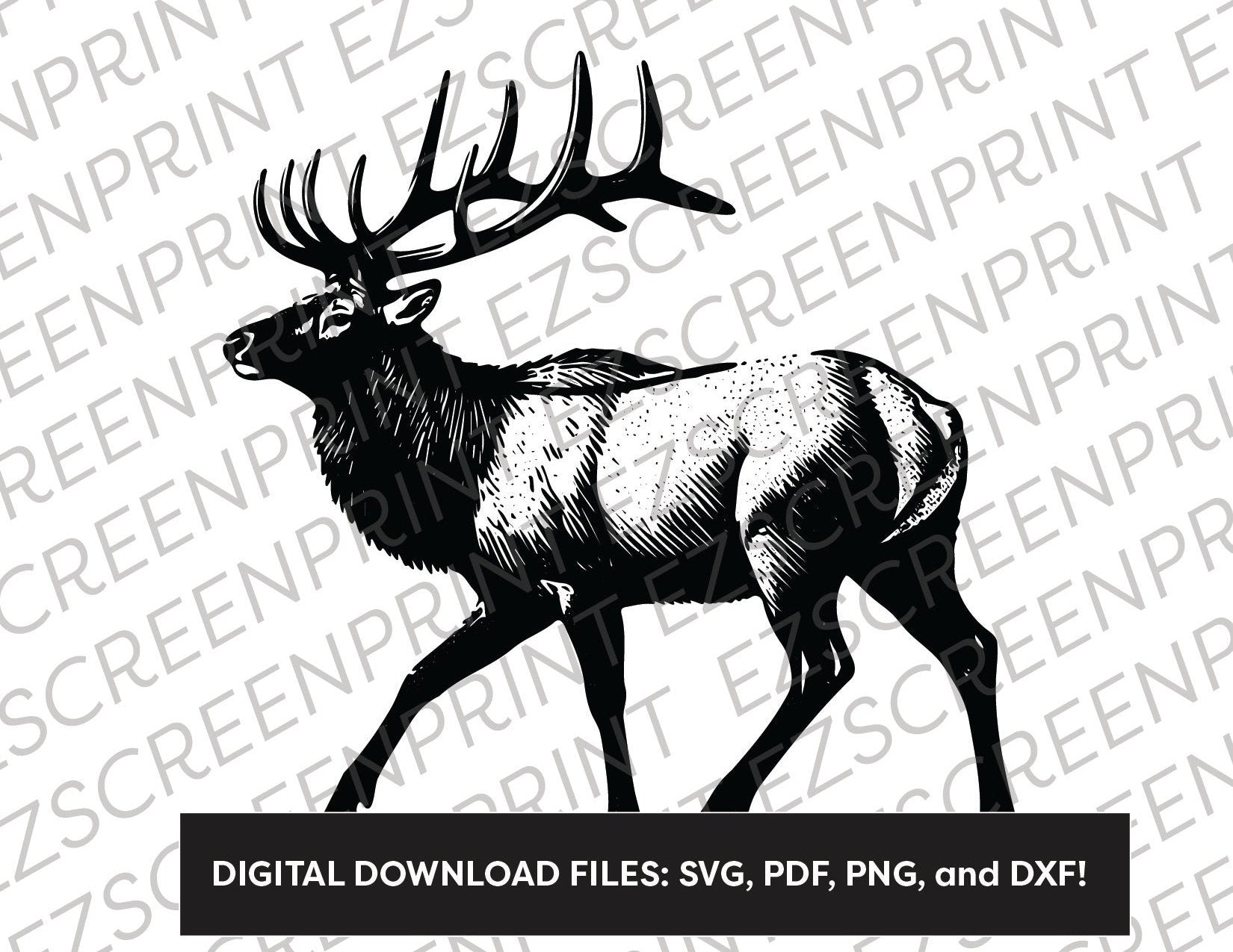 Lithograph Elk, Various Sizes + Digital Download