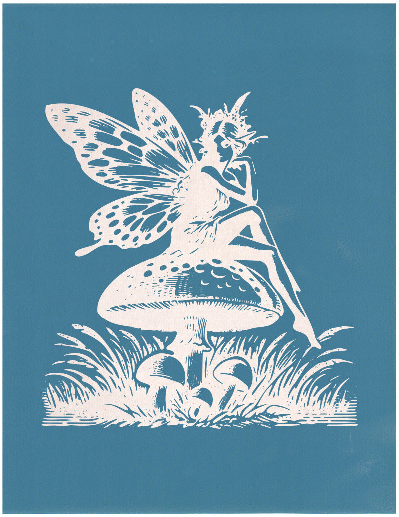 Fairy Sitting on a Mushroom, Various Sizes + Digital Download