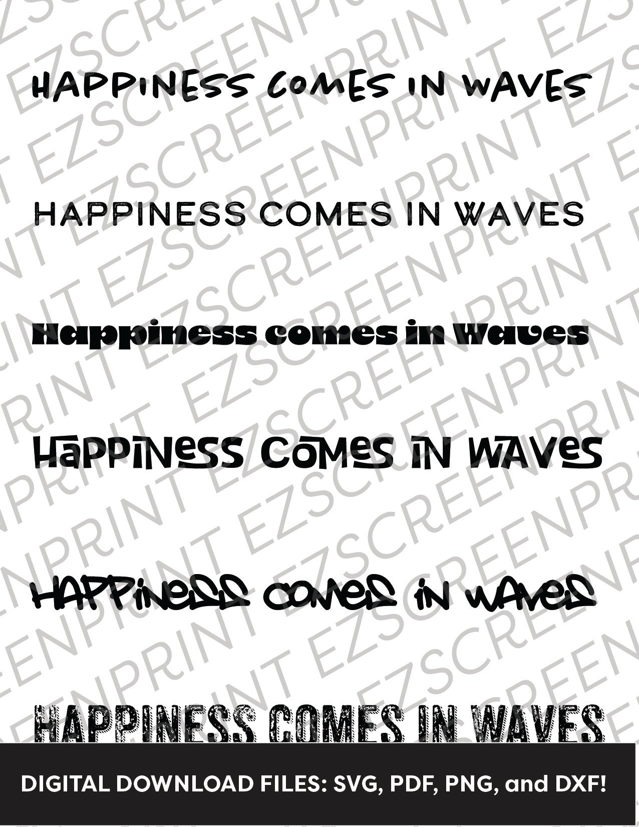 Happiness Comes in Waves Phrase Pack, Various Sizes + Digital Download