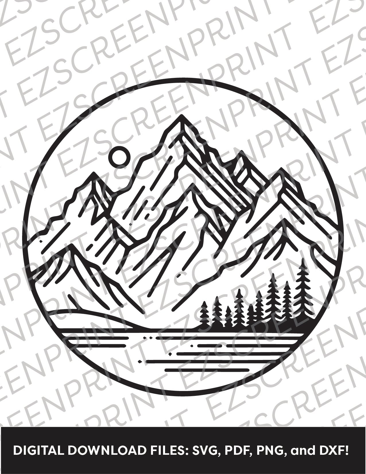 Mountain Scene Line Drawing, Various Sizes + Digital Download