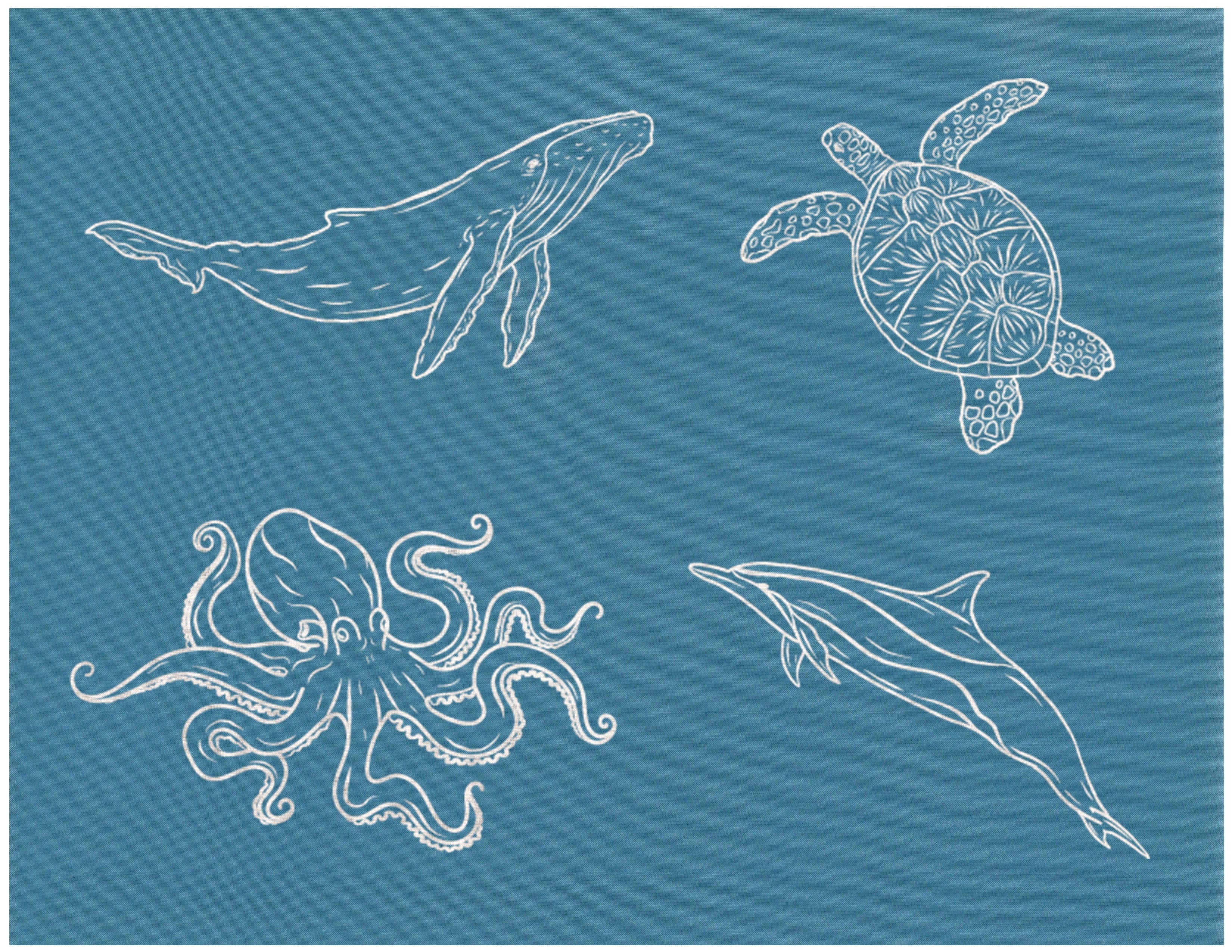 Ocean Animals 3, 8.5"x11" + Digital Download