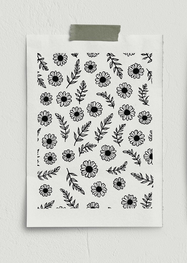 Fern and Flower Pattern, Various Sizes + Digital Download