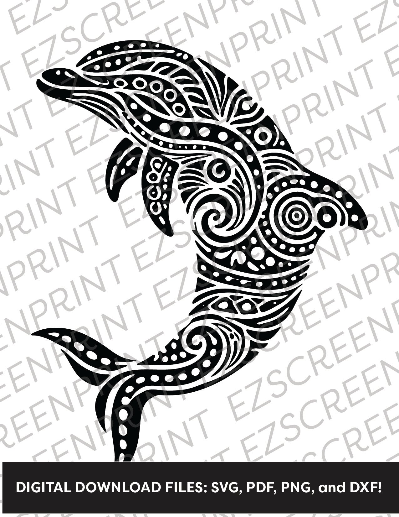 Patterned Dolphin, Various Sizes + Digital Download