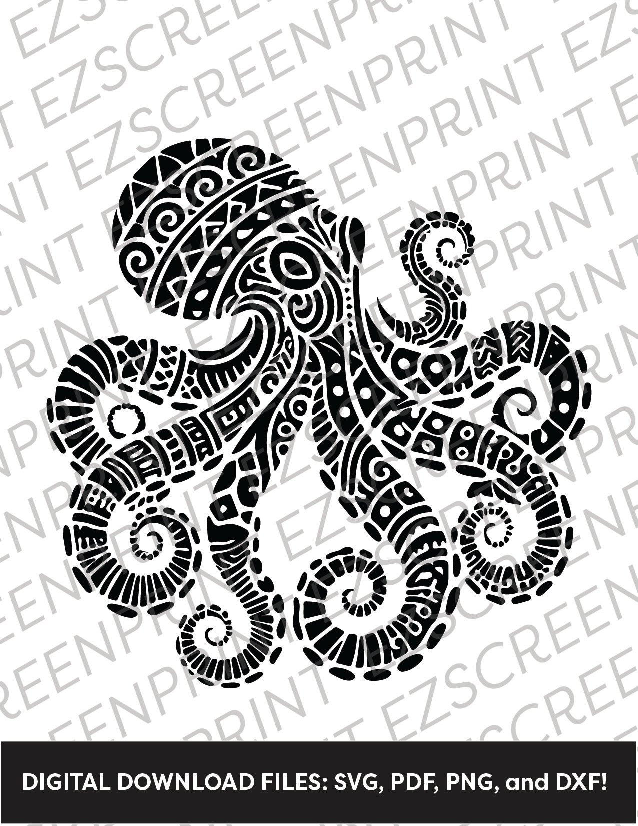Patterned Octopus, Various Sizes + Digital Download