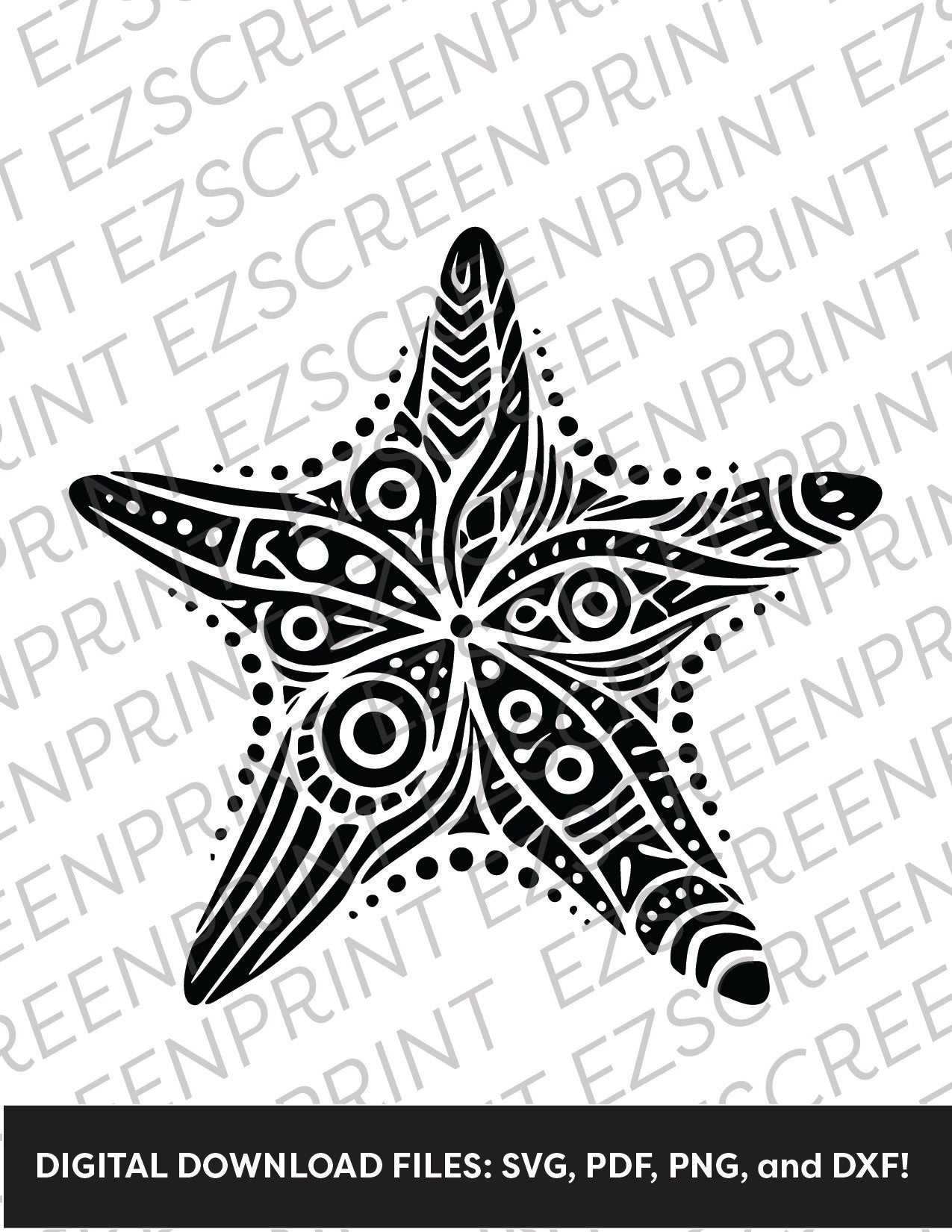 Patterned Star Fish, Various Sizes + Digital Download