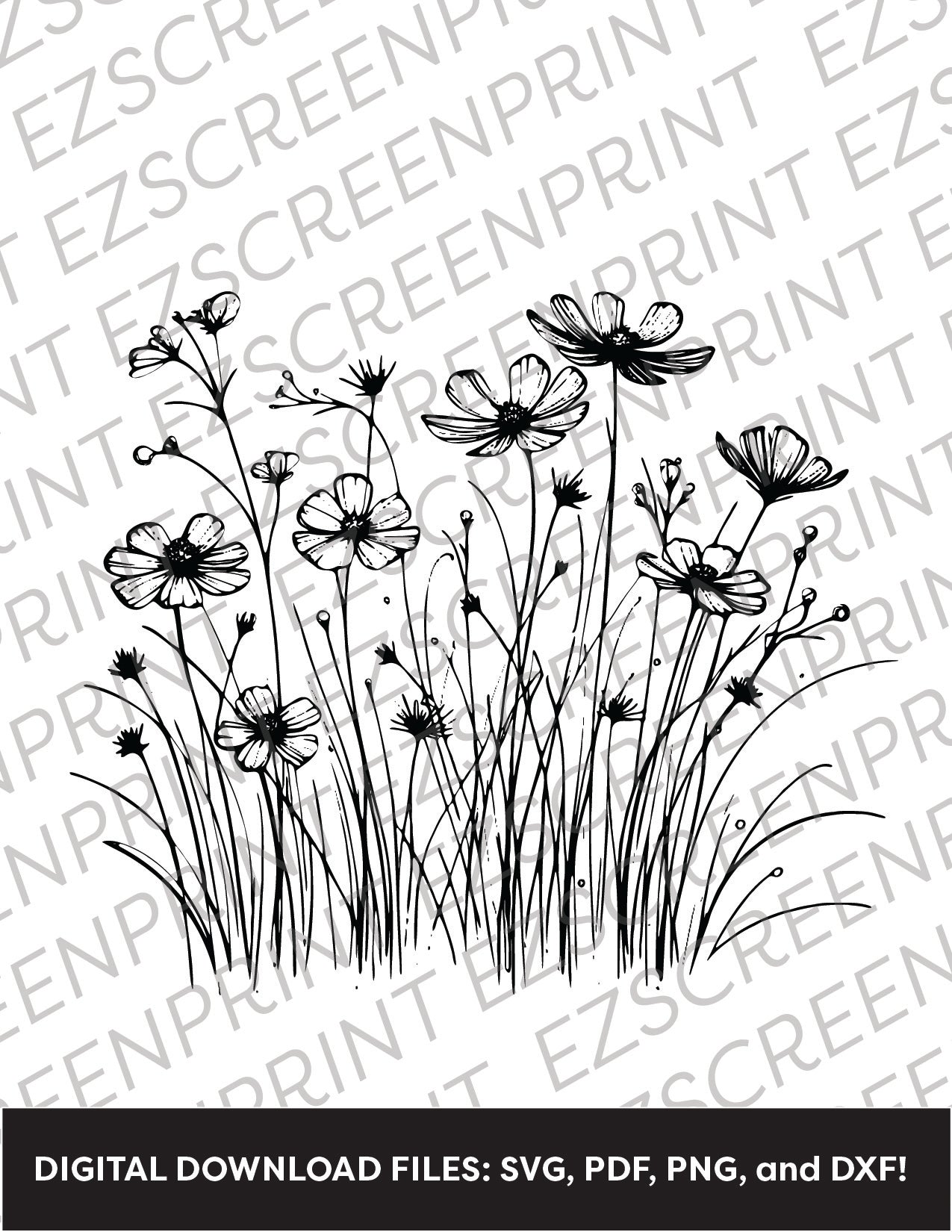 Scratched Wildflowers 2, 8.5"x11" + Digital Download