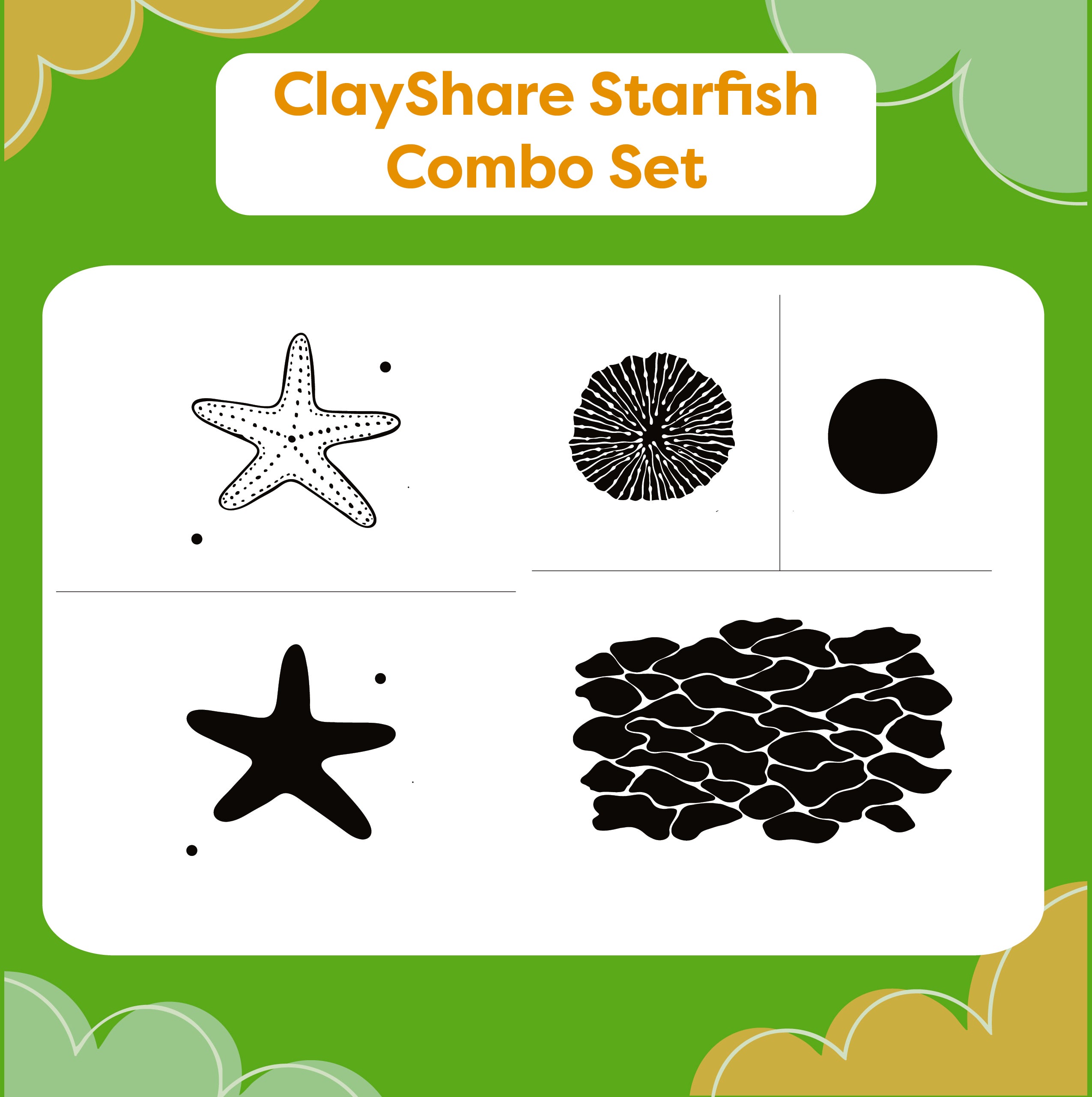 ClayShare Starfish Combo Stencil Set