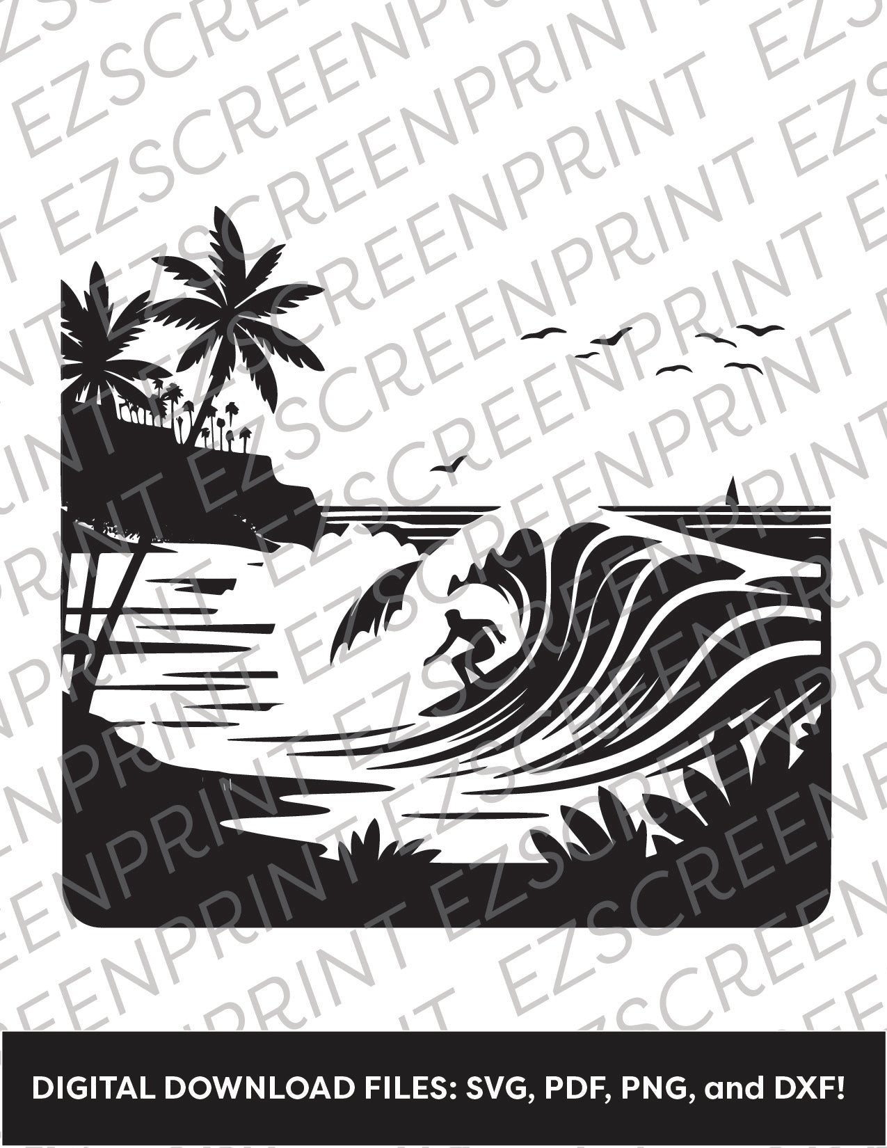 Vintage Man Surfing, 8.5"x11" + Digital Download