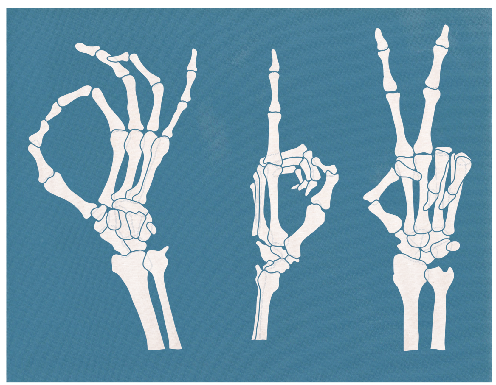 Skeleton Hand Signs (OK, Peace, #1), Various Sizes
