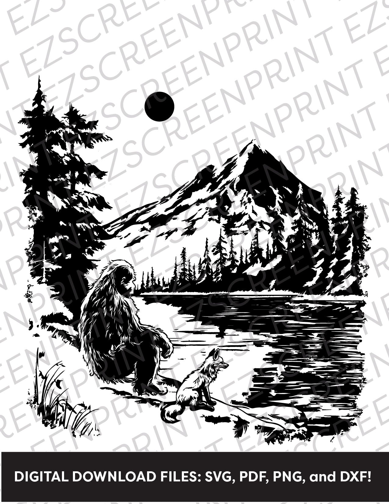 Sasquatch and Fox Friend, 8.5"x11" + Digital Download