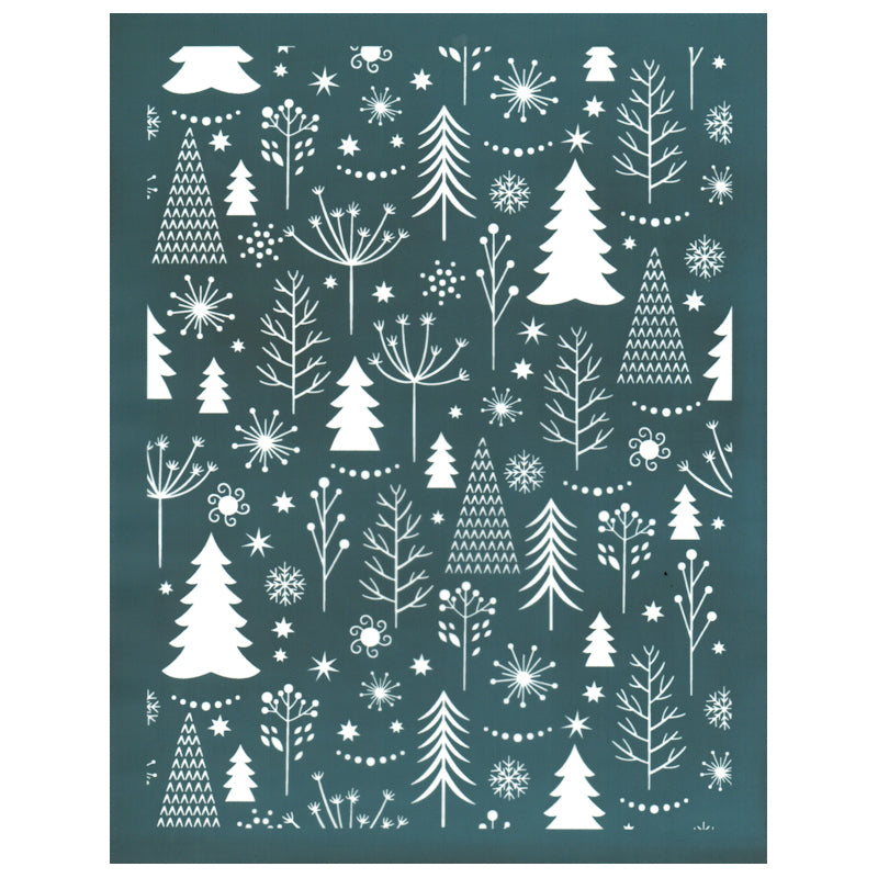 DIY Silk Screen Print Stencil Festive Winter Tree Pattern Design