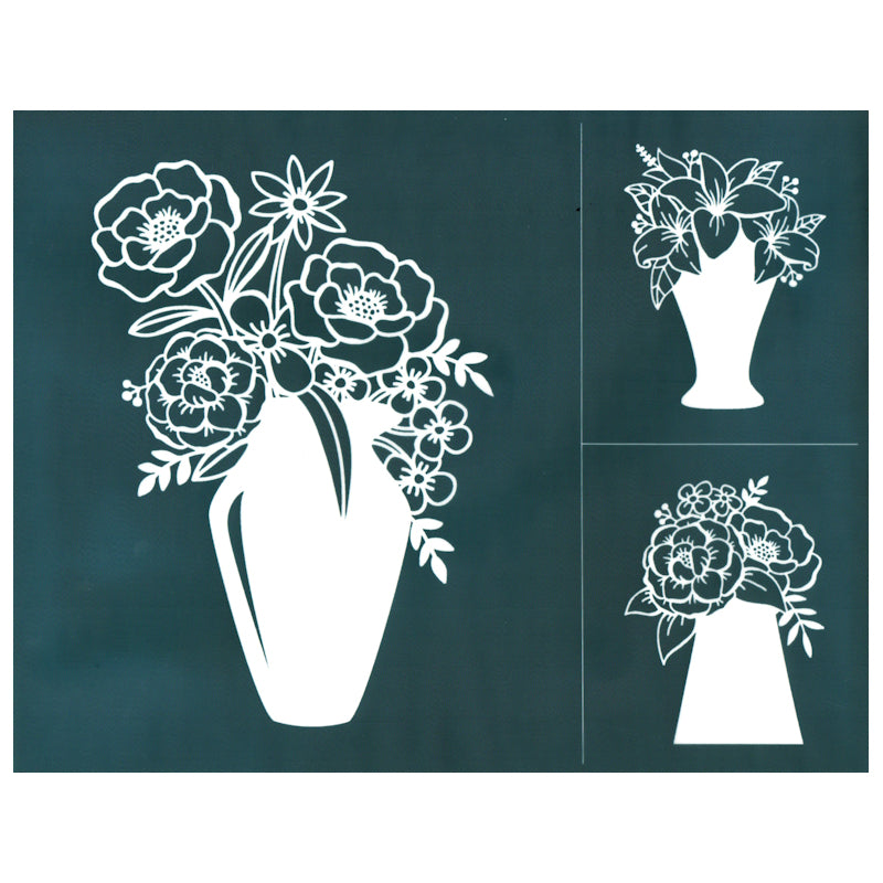DIY Designer Silk Screen Printing Stencil, Flower Bouquet Vase