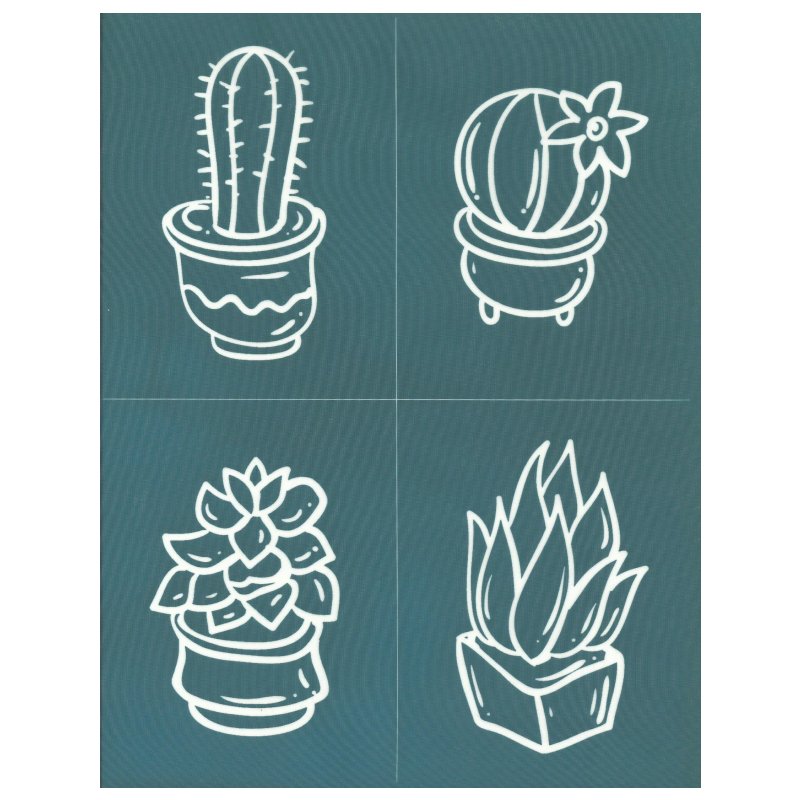 Designer Silk Screen Print Stencil, Potted Succulent Cactus