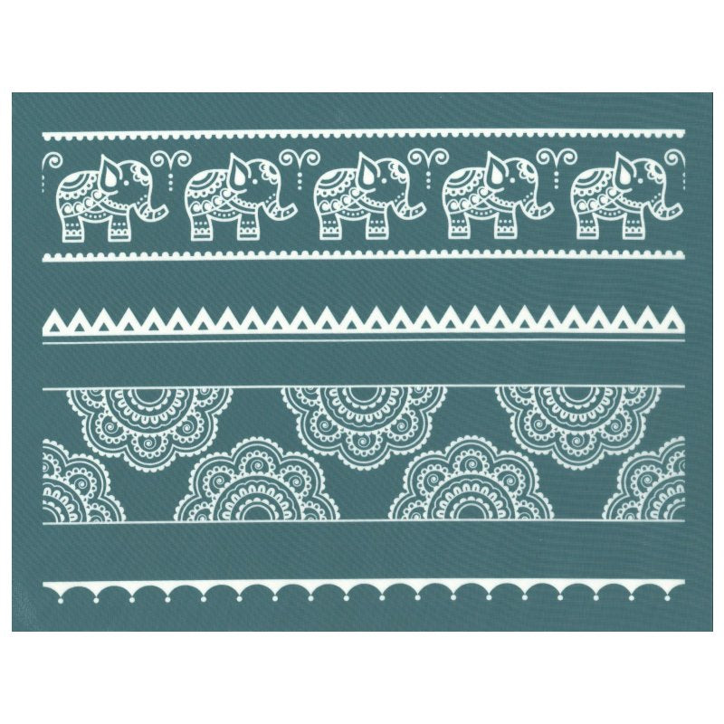 DIY Silk Screen Printing Mehndi Lace Elephant Stencil