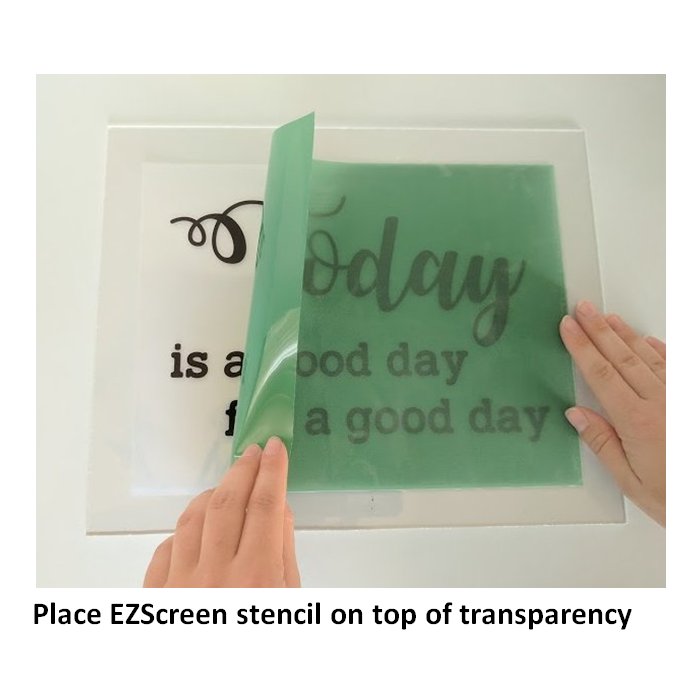 Place silk screen stencil over transparency