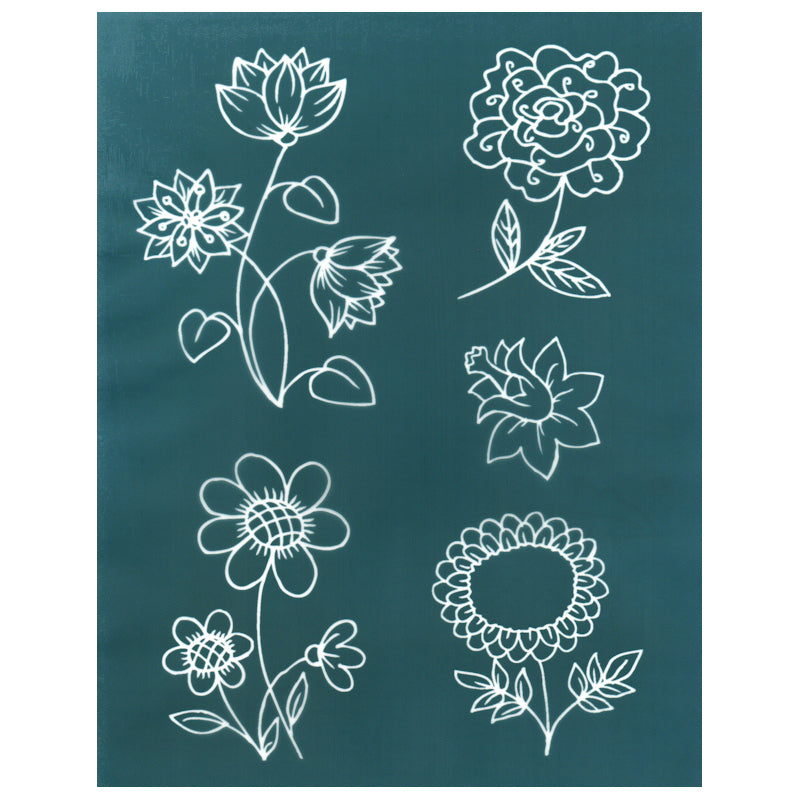 Flower Assortment Bundle Silk Screen Ceramic Stencil