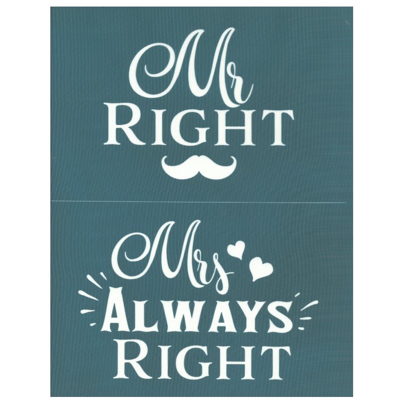 Mr & Mrs Always Right Wedding Anniversary Design Stencil