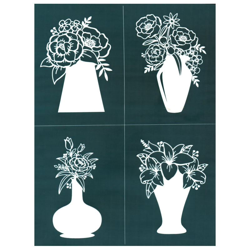 DIY Silk Screen Printing Stencil, Flower Bouquet Vase