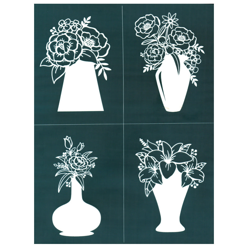 DIY Silk Screen Printing Stencil, Flower Bouquet Vase