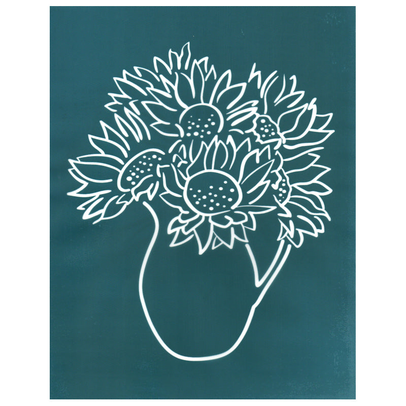 Potted Sunflower Design Silk Screen Print Stencil